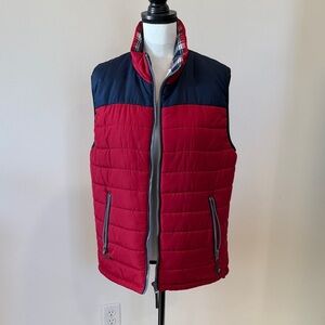 Flag & Anthem Men's Quilted Red and Navy Vest Size Medium